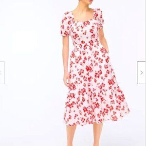 J. Crew Factory Red and White Floral Dress Size 6